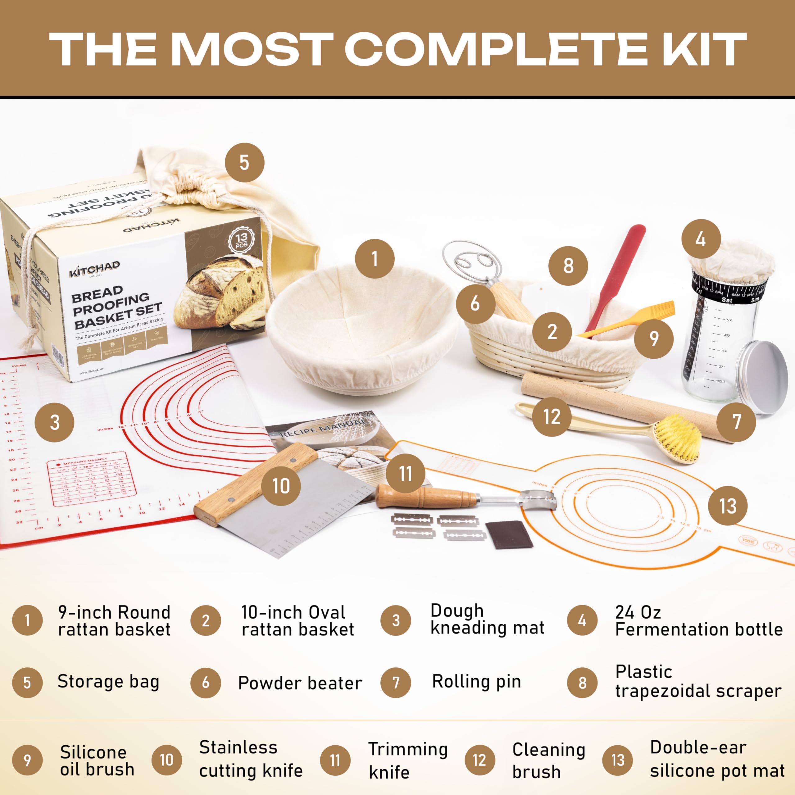 KITCHAD complete oval banneton shapes rustic loaf patterns