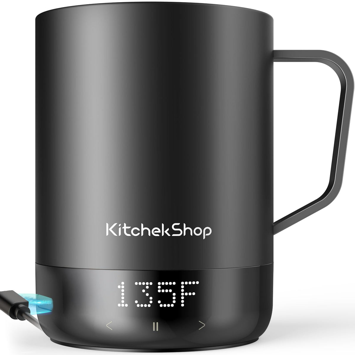 KitchekShop 14oz smart mug warmer base supports long-lasting beverage warmth.