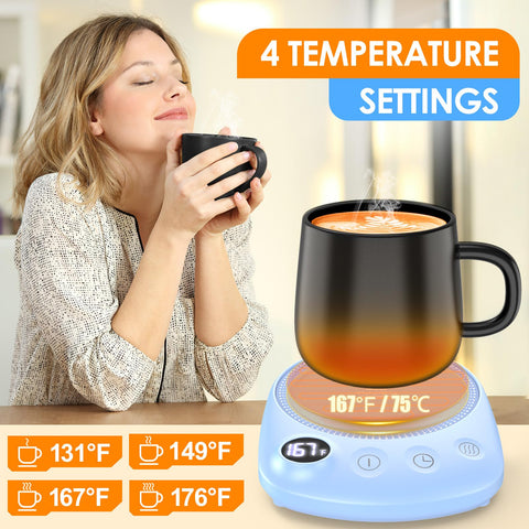 KitchekShop mug warmer with auto shutoff keeps safety in check during long work sessions