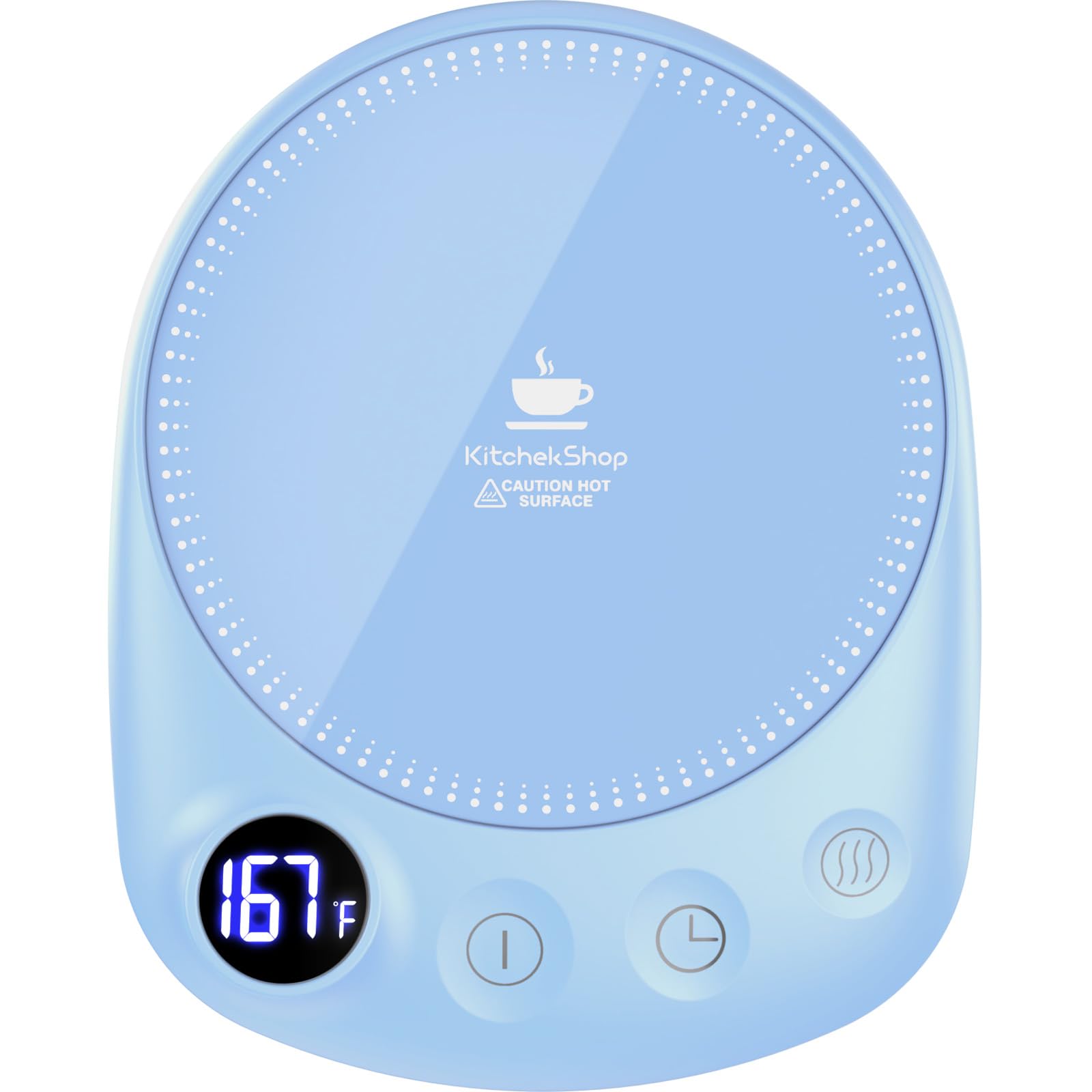 KitchekShop coffee mug warmer in blue keeps your drink warm from the first sip