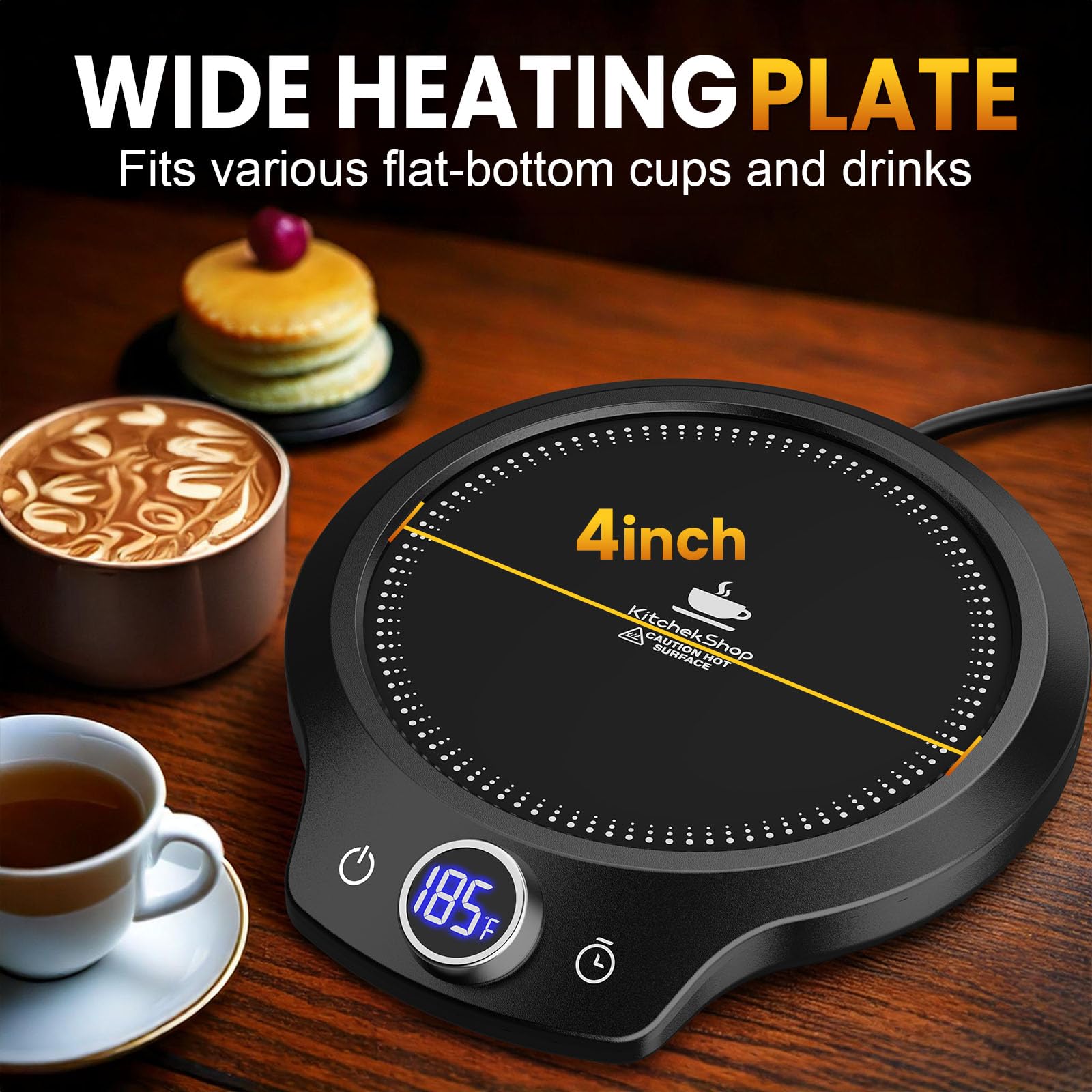 KitchekShop fast-heating-mug-warmer easy-clean surface for maintenance.
