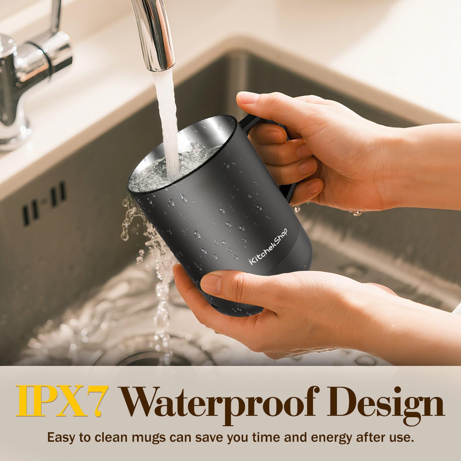 KitchekShop mug warmer in a home office setup for steady coffee or tea warmth.