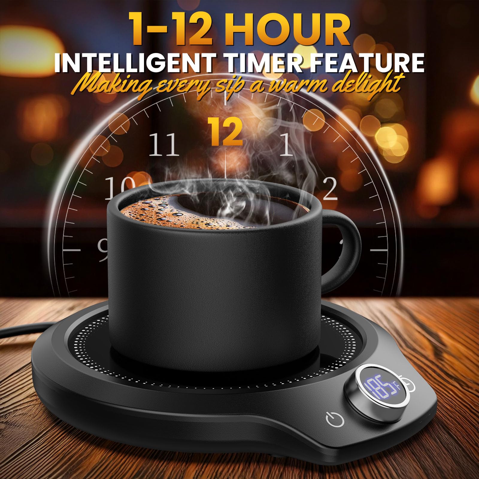 KitchekShop mug-warmer demonstrates auto shut-off for safe use.