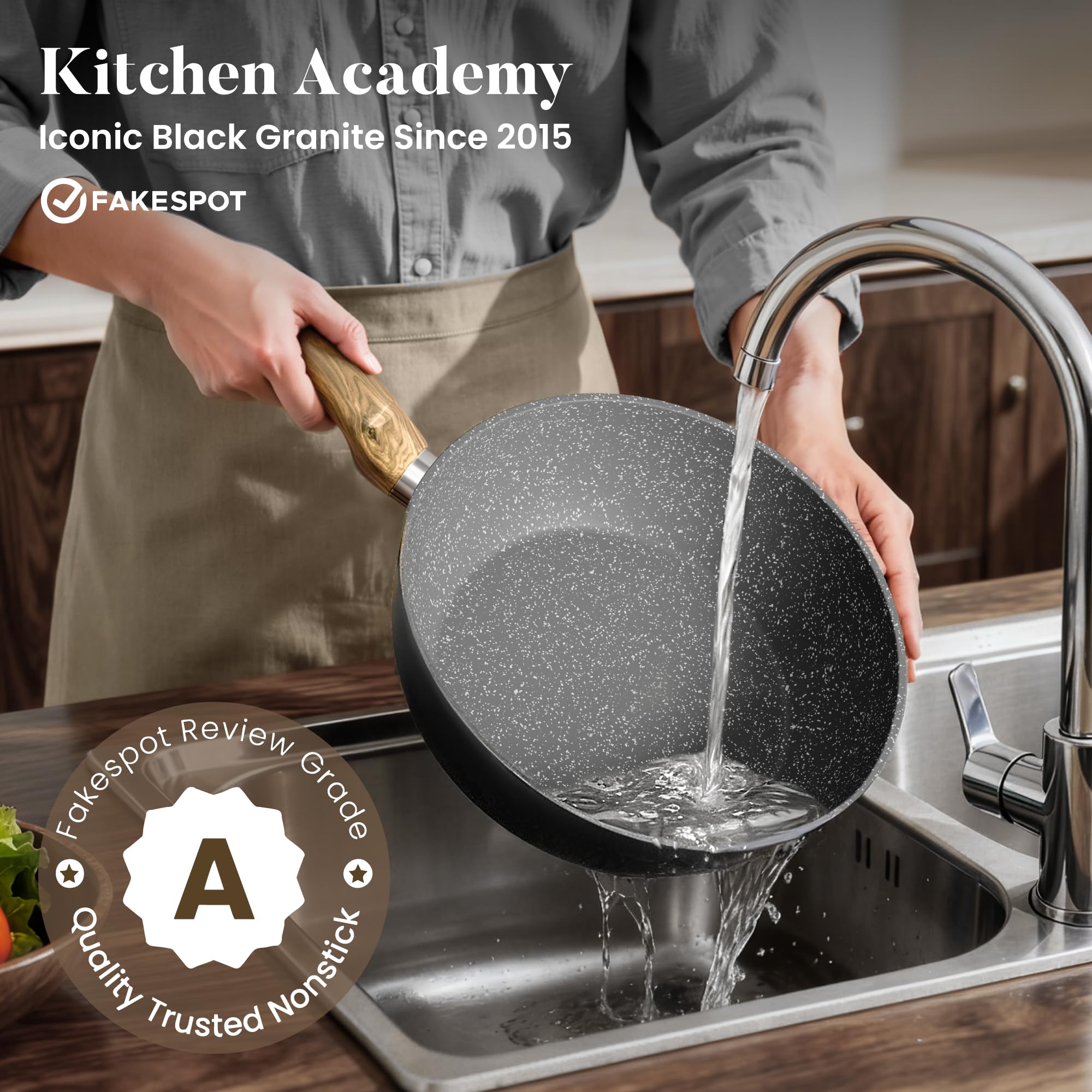 Kitchen Academy 9.7-inch deep fry pan with lid for crispy results