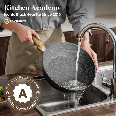 Kitchen Academy 9.7-inch deep fry pan with lid for crispy results
