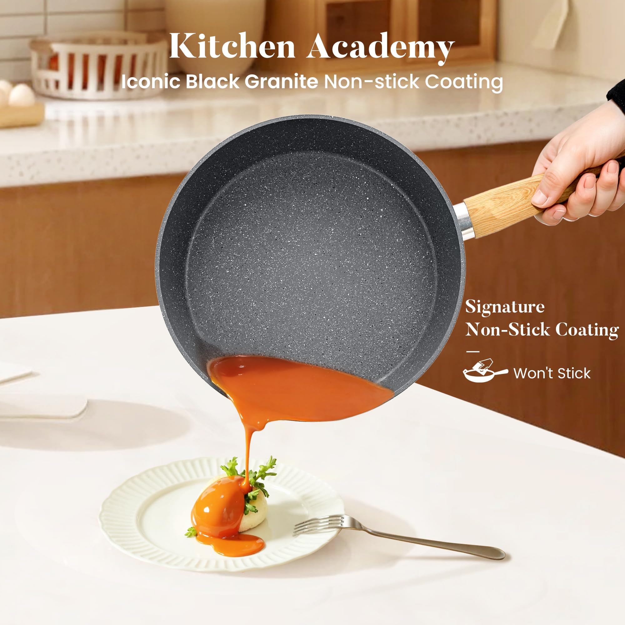 Kitchen Academy Granite nonstick 11-inch fry pan for even heating and searing.