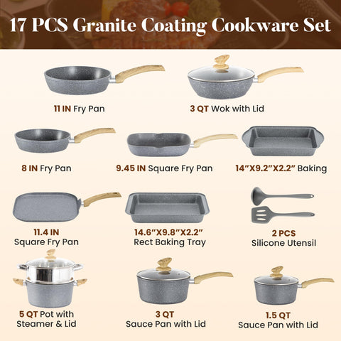 Kitchen Academy Granite nonstick 3-quart casserole with lid for one-pot dinners.