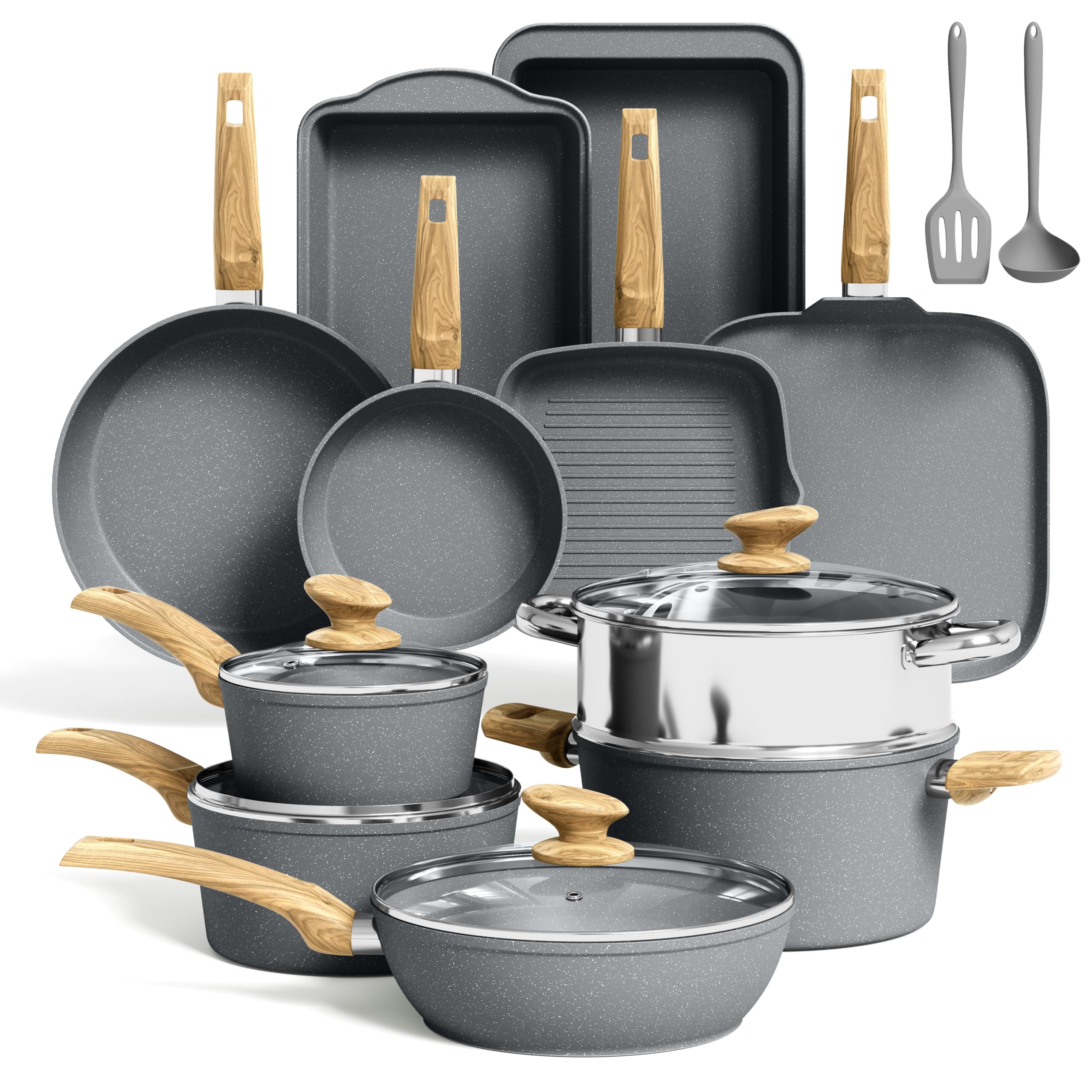 Kitchen Academy Granite nonstick 8-inch fry pan for quick sauteing with less oil.
