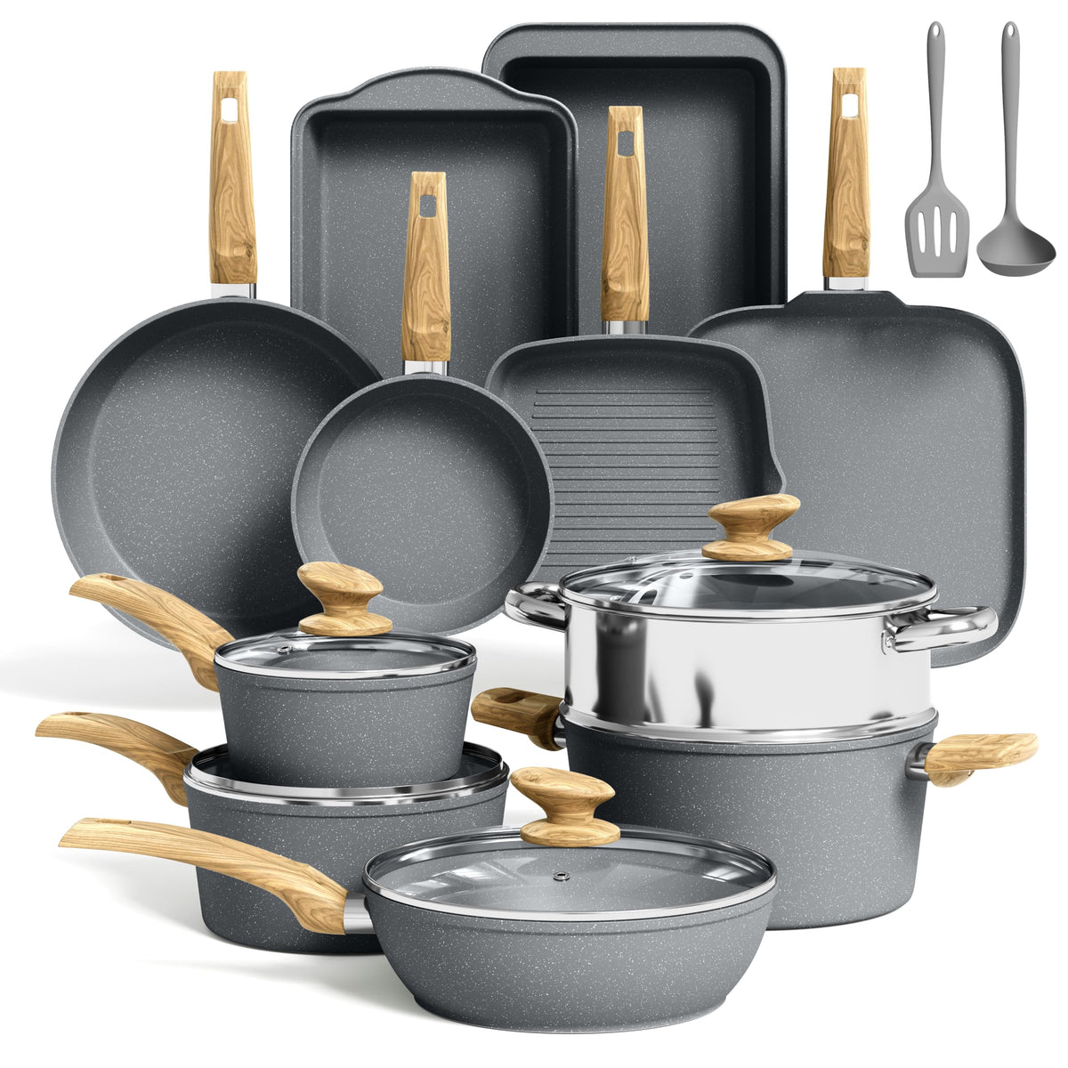 Kitchen Academy Granite nonstick 8-inch fry pan for quick sauteing with less oil.