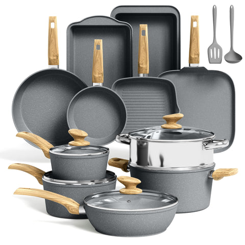 Kitchen Academy Granite nonstick 8-inch fry pan for quick sauteing with less oil.