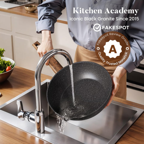Kitchen Academy granite nonstick coating close-up for easy-release cooking