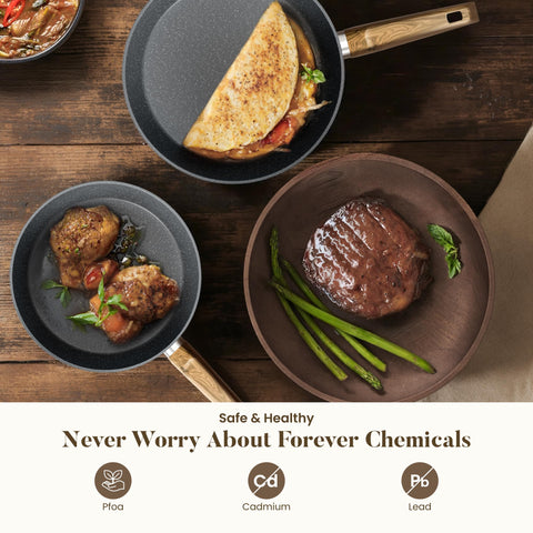 Kitchen Academy granite nonstick pots and pans for easy release