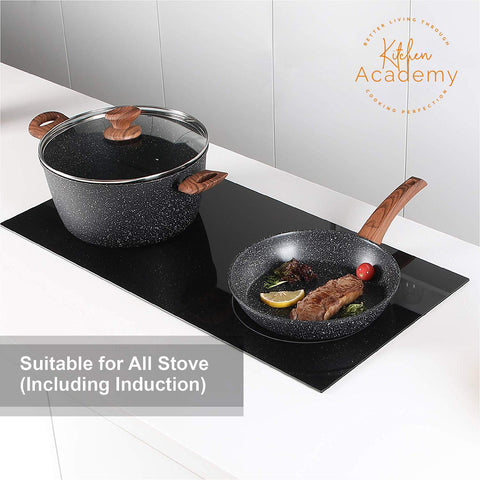 Kitchen Academy aluminum-core interior for quick heating and even heat distribution