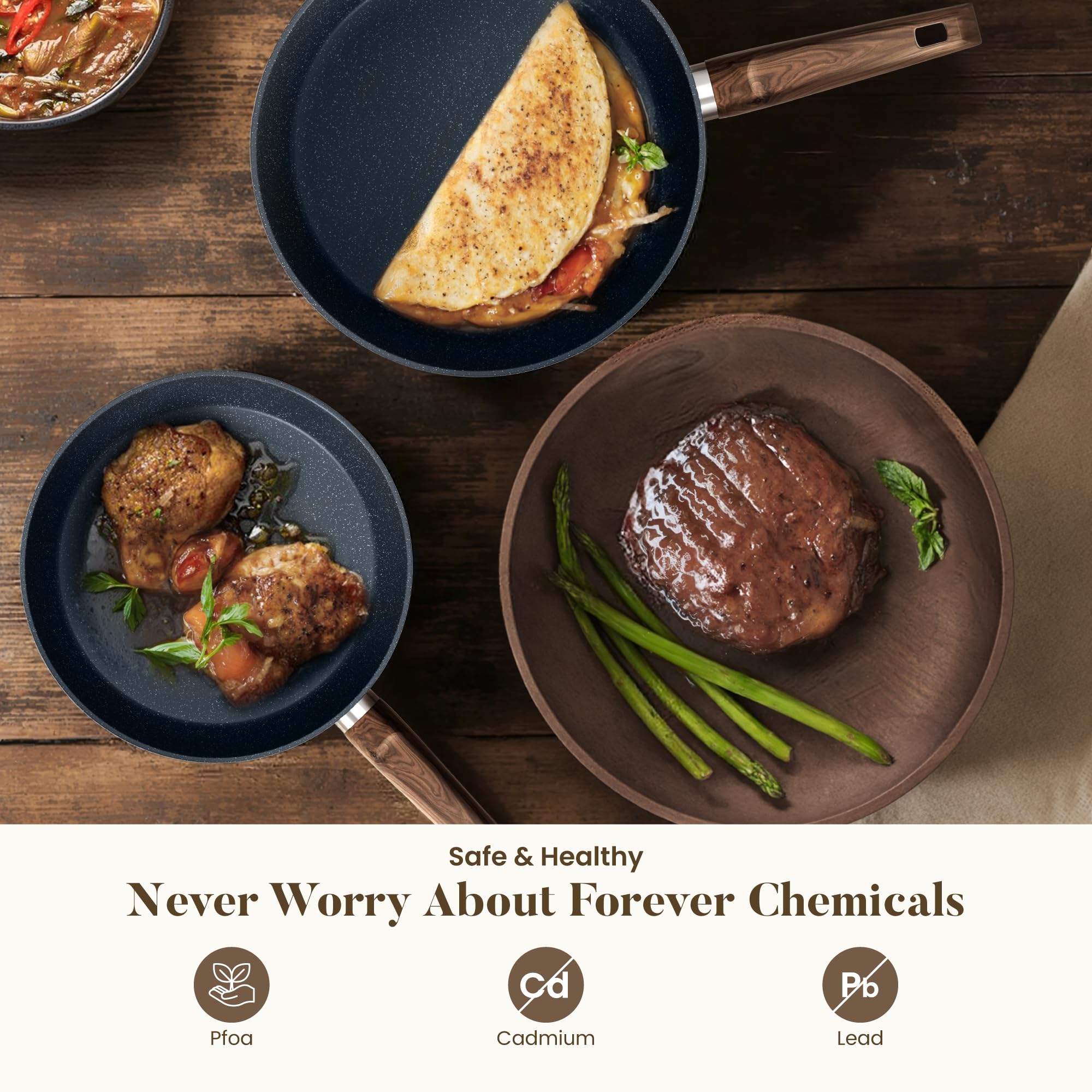 Kitchen Academy granite nonstick coating close-up for healthier cooking