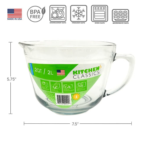 Kitchen Classics batter bowl 2 qt shows clear measurement marks for accuracy