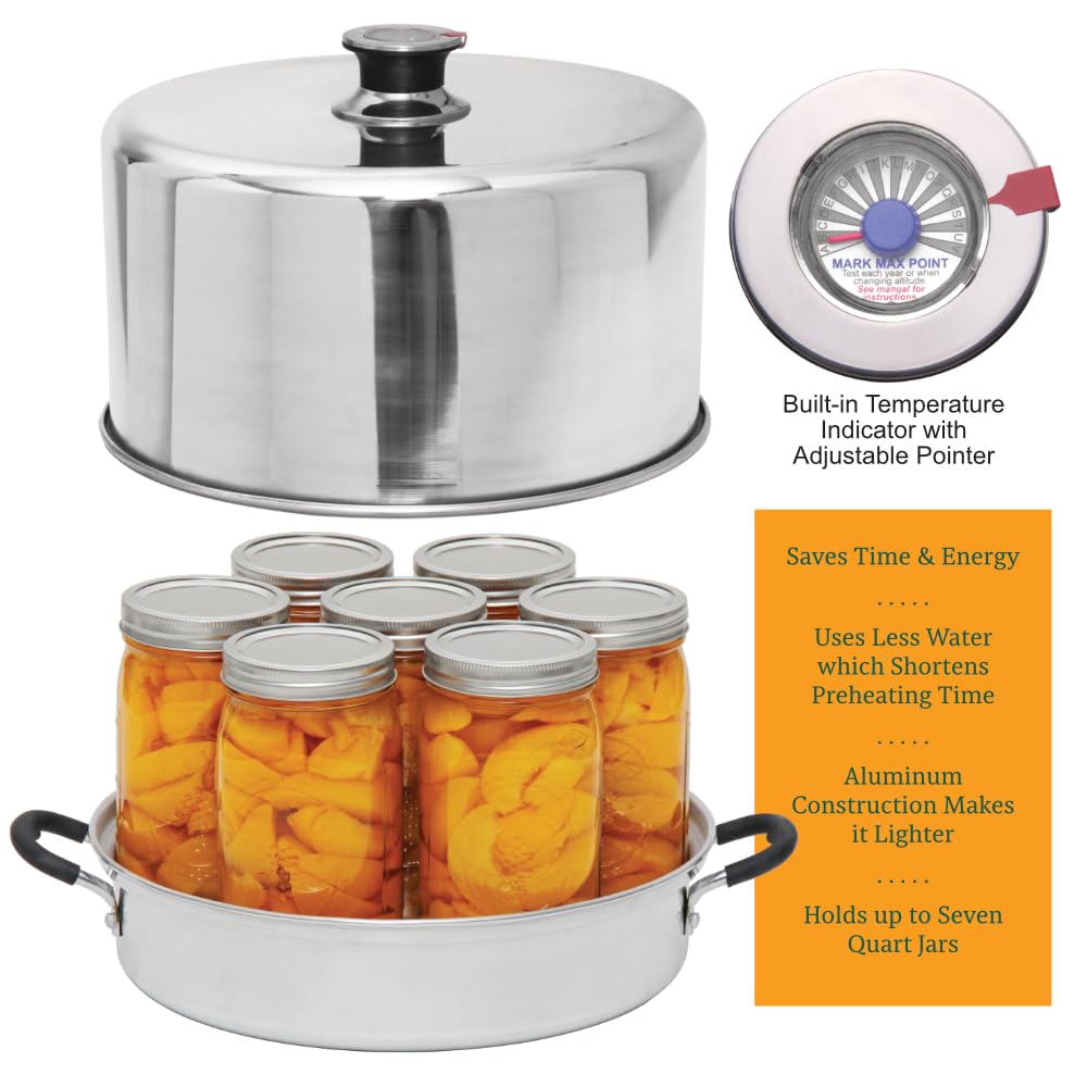 Kitchen Crop steam canner front view showing durable aluminum construction.