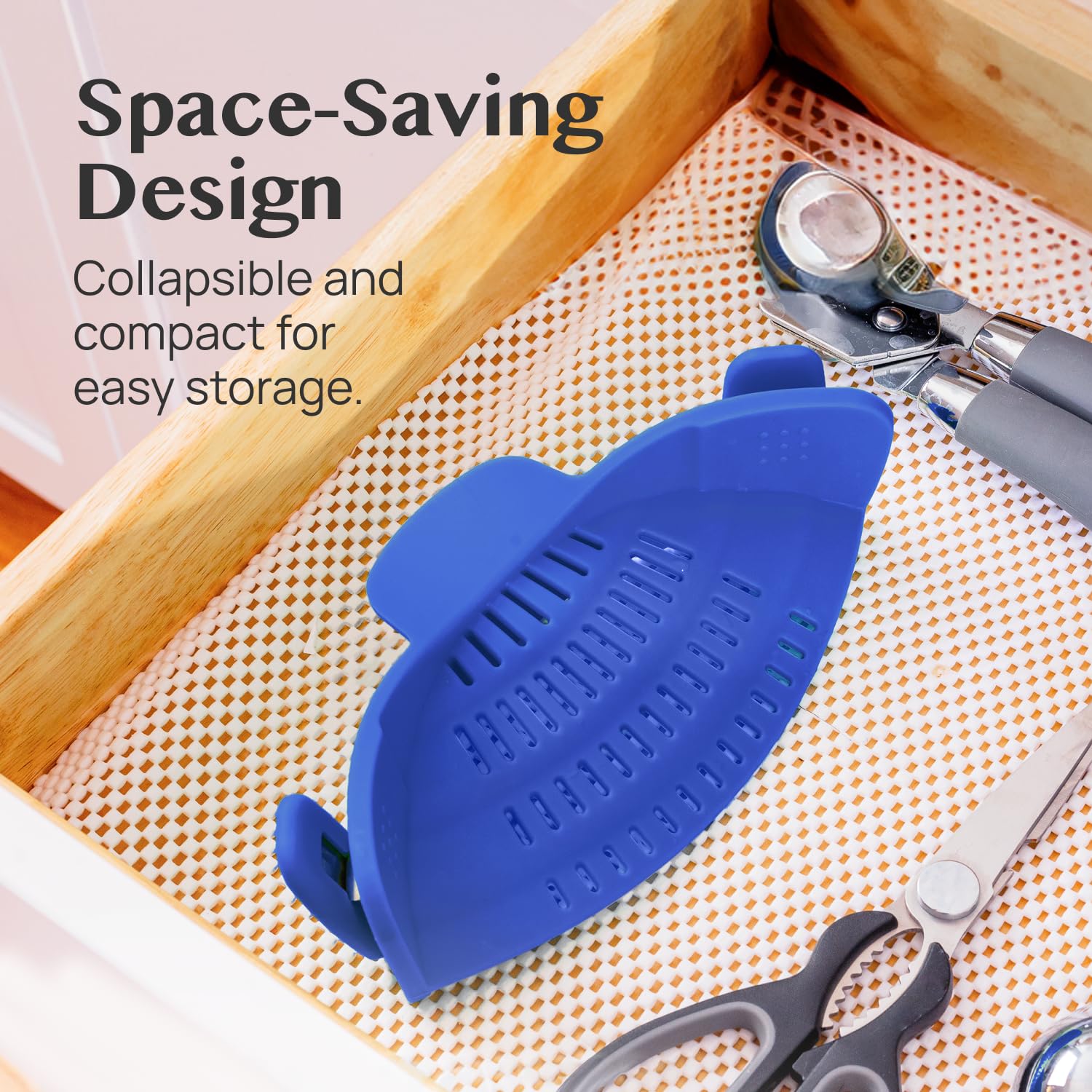Dishwasher-safe silicone strainer for easy cleanup after cooking