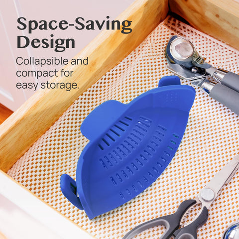 Dishwasher-safe silicone strainer for easy cleanup after cooking