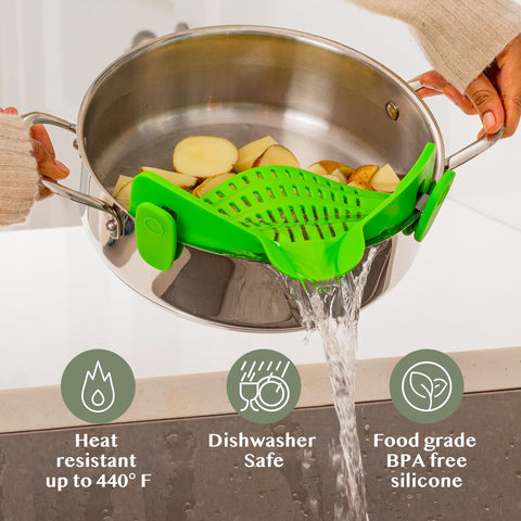Kitchen Gizmo Snap N' Strain space-saving design for compact kitchens