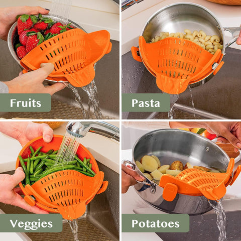 Kitchen Gizmo versatile noodle drainer doubles as veggie strainer for meal prep.