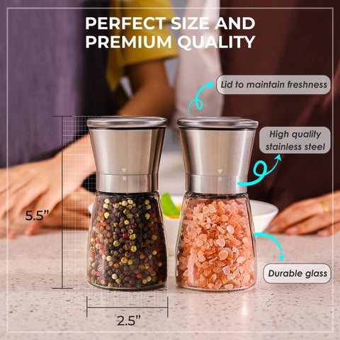 Kitchen-GO clear glass tank shows remaining salt or pepper