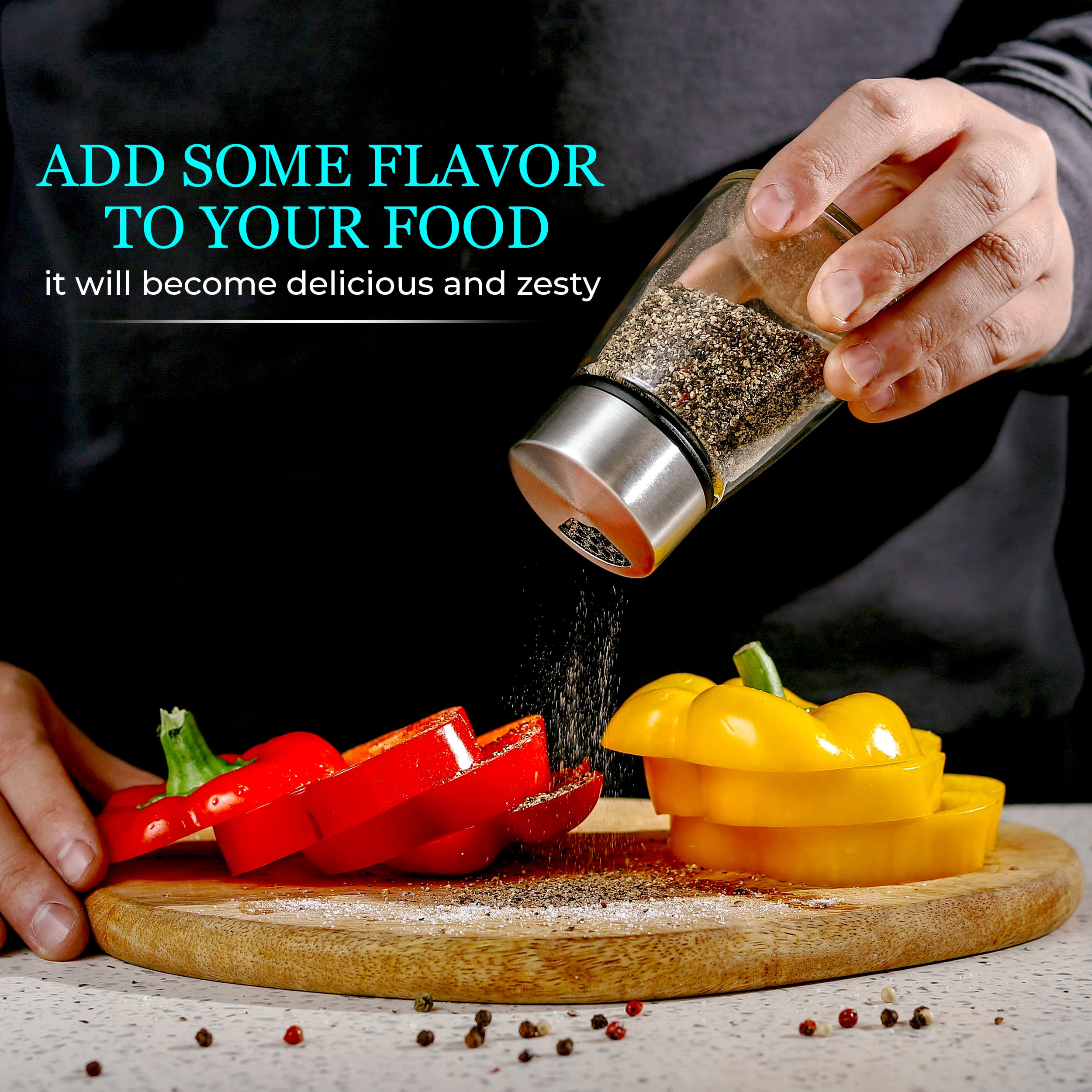 Kitchen-GO adjustable lid keeps spices fresh and dust-free.