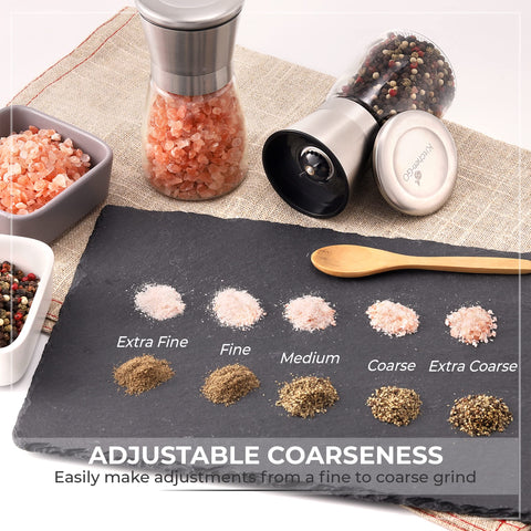 Kitchen-GO salt and pepper grinder set with refillable design for ongoing use