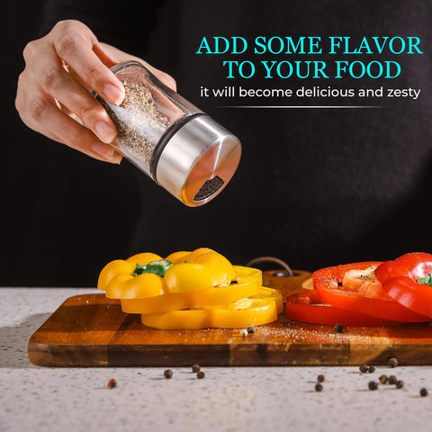 Kitchen-GO on-the-table elegance for sophisticated dining with durable stainless steel shakers.
