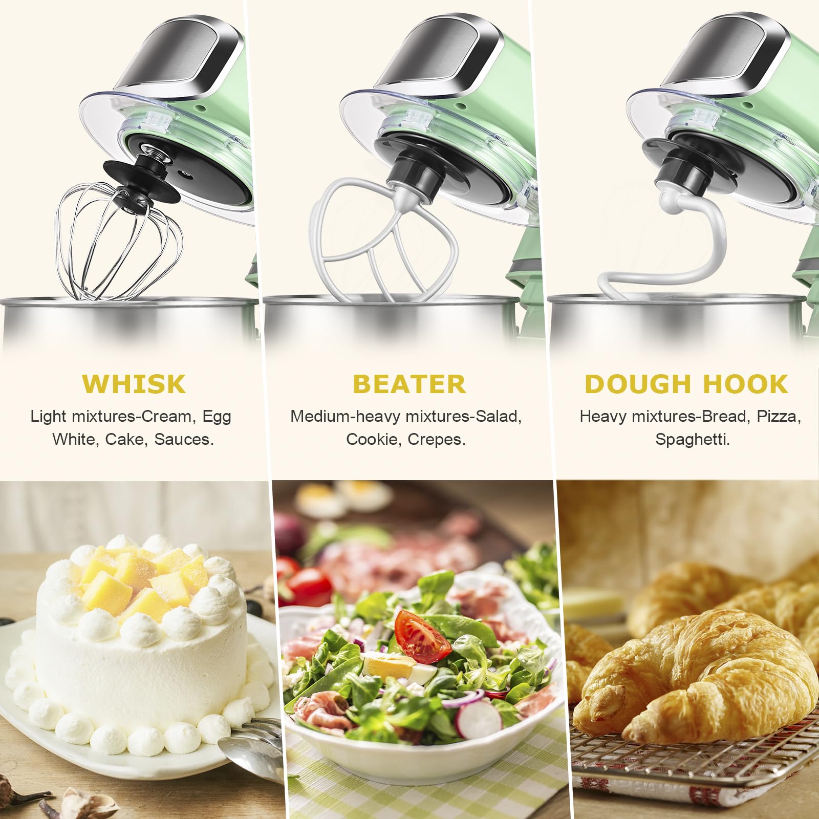 Kitchen in the box 6 speeds offer precise control for dough, batters, and creams.