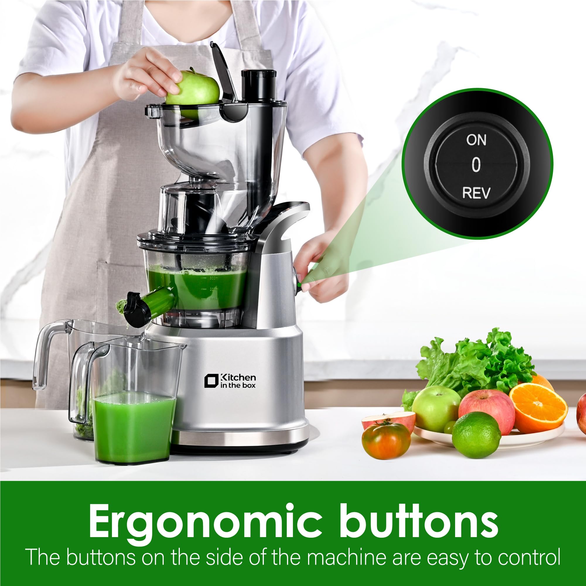 Kitchen in the Box juicer uses BPA-free materials for healthier food prep.