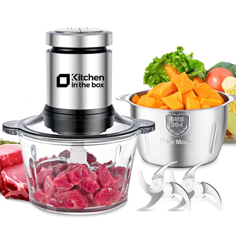 Kitchen in the box food processor with 8-cup glass bowl for quick chopping