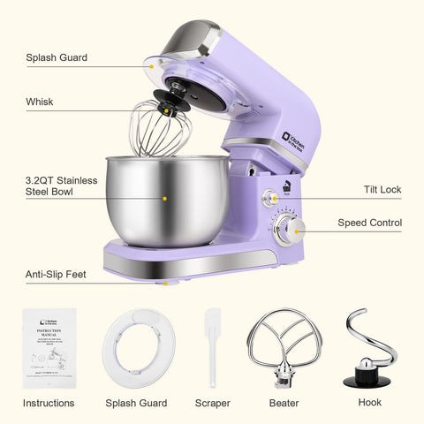 Kitchen in the Box stand mixer with 3.2Qt bowl for small-batch baking.