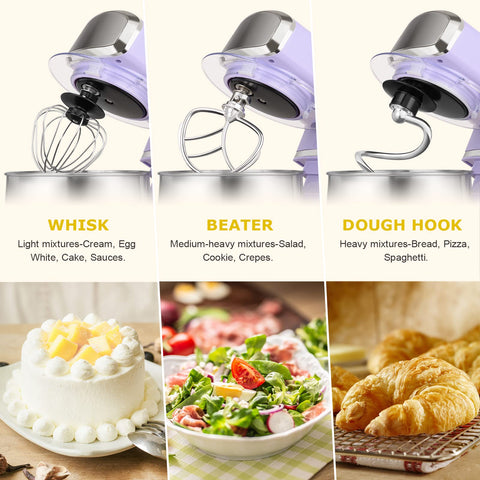 Kitchen in the Box stand mixer, 6-speed control for delicate to thick dough.