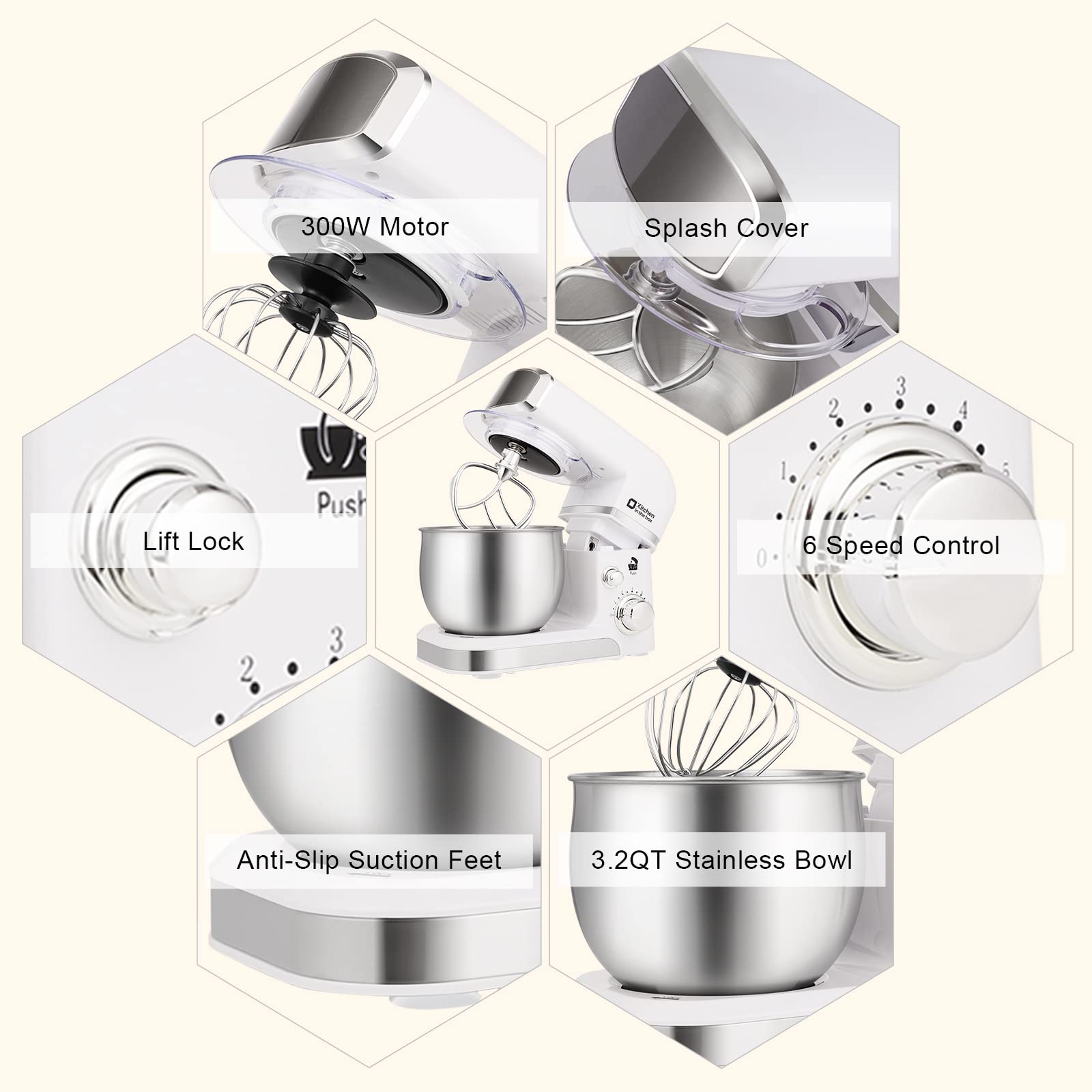 Kitchen in the box stand mixer 6 speeds provide control