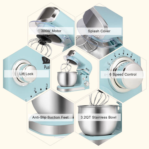 Kitchen in the box anti slip blue mixer stays stable during mixing.
