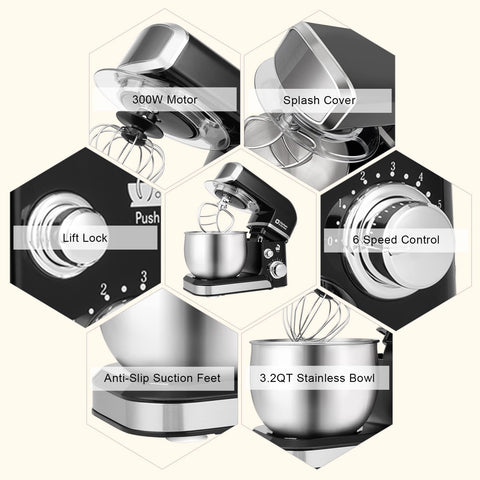 Anti-slip suction cups keep the mixer steady during operation