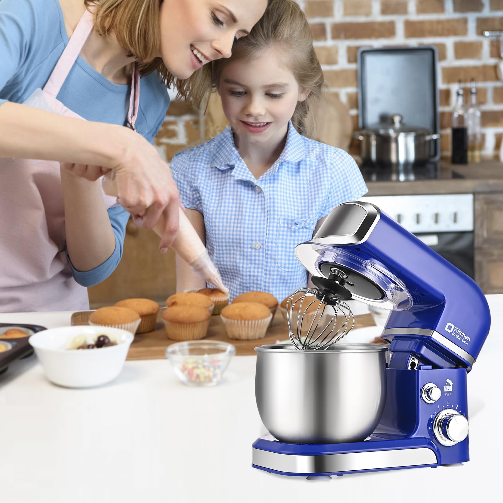 Anti-splash lid keeps counters clean during mixing with this mixer.