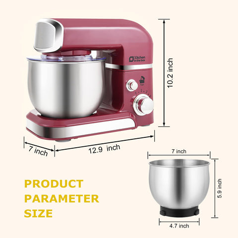 3.2 Qt stainless steel bowl ideal for small batches with Kitchen in the box mixer.