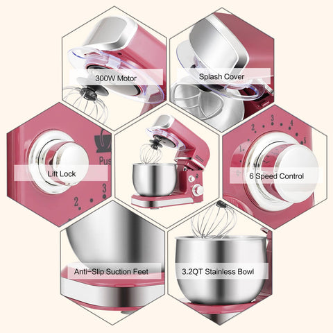 Stainless whisk included with Kitchen in the box stand mixer for whipped textures.