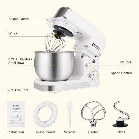 Kitchen in the box stand mixer tilt-head for easy bowl access