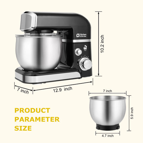 Kitchen in the box stand mixer tilt-head access for easy bowl and accessory changes
