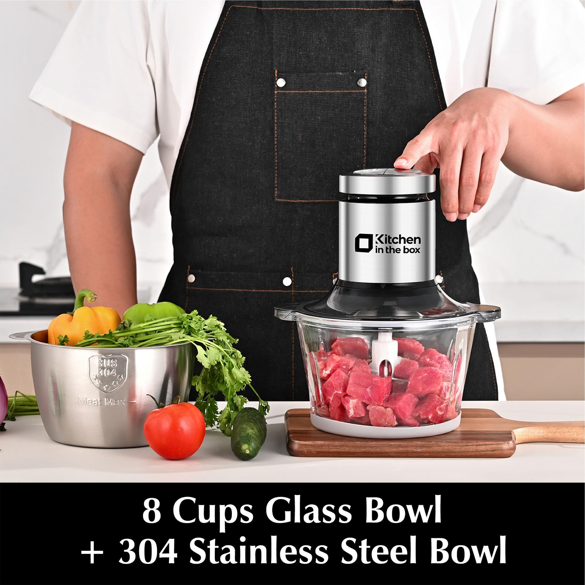 Kitchen in the box two-speed control for soft and tough ingredients