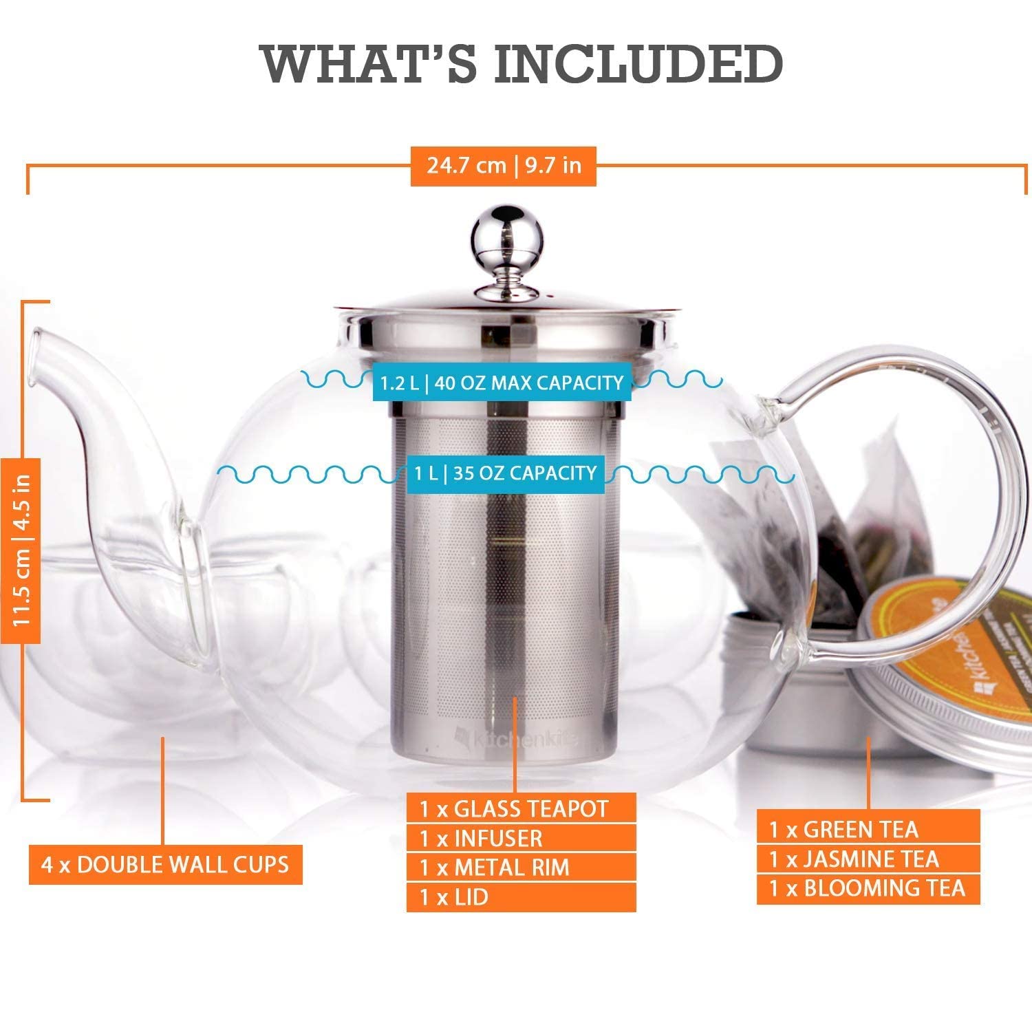 Kitchen Kite microwave-safe teapot for quick reheats and convenience.