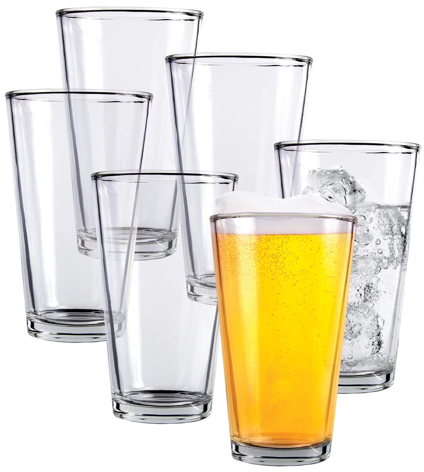 Kitchen Lux pint glasses 6-pack 16oz for beer and everyday use.