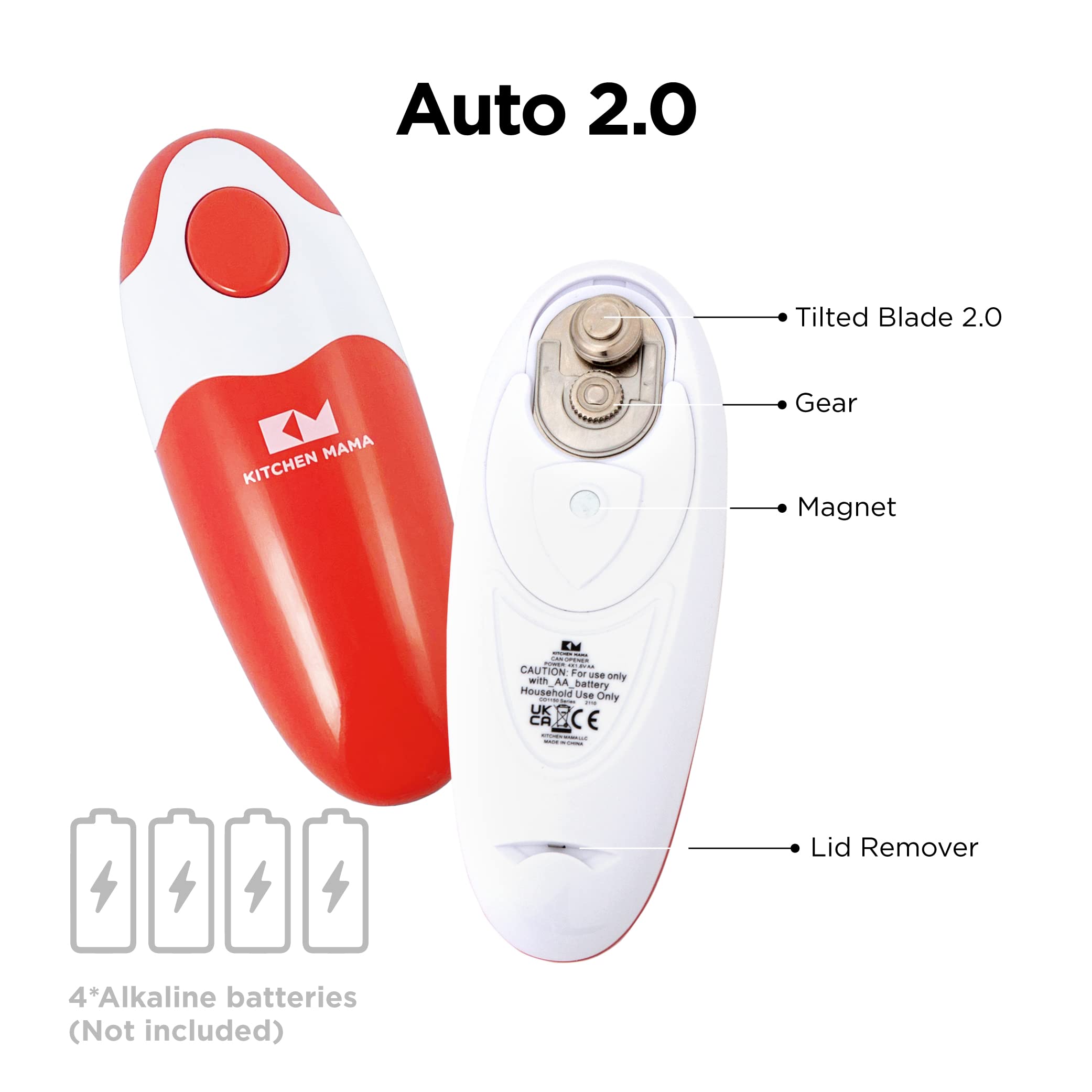 Close-up of the red start button for one-touch use
