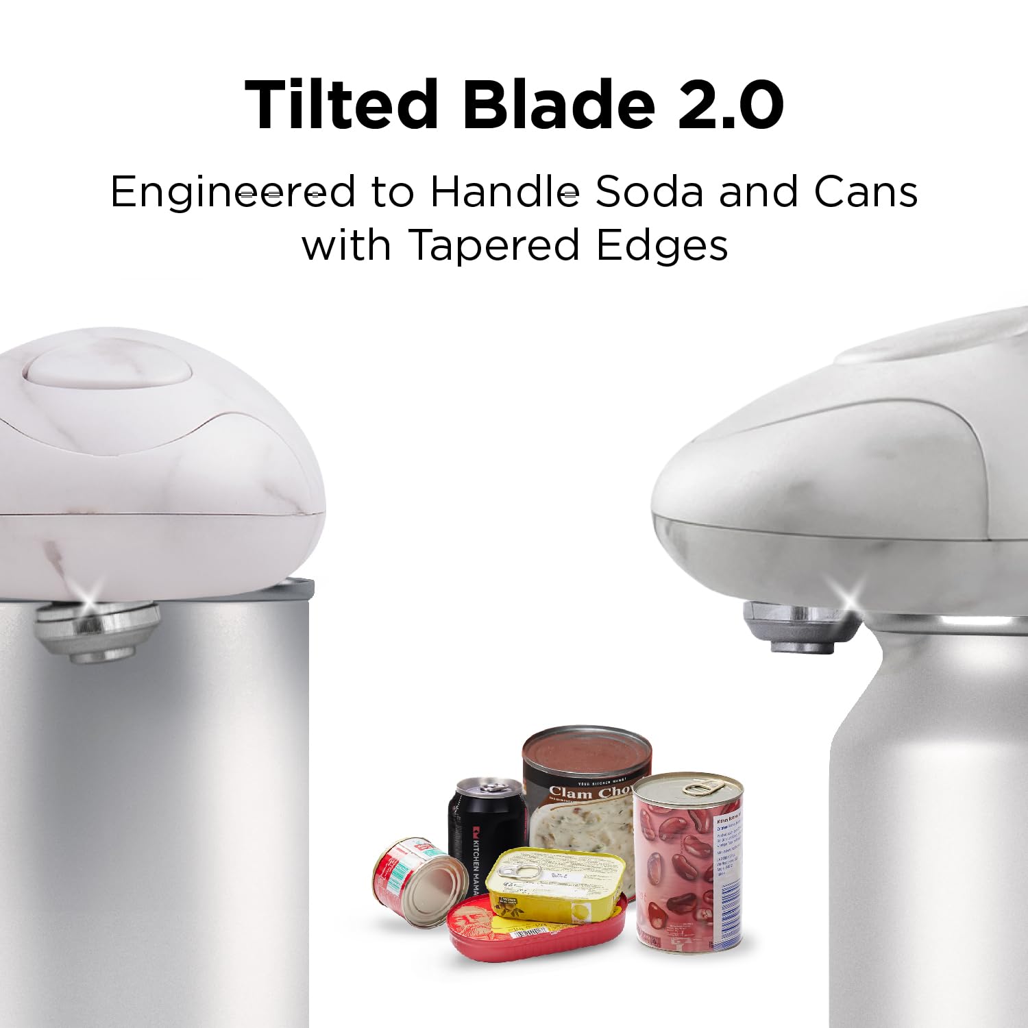 Kitchen Mama Auto 2.0 smooth-edge lid removal prevents sharp edges.
