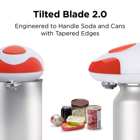 Tilted blade for smooth edge-free can opening