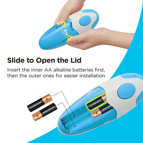 Kitchen Mama battery-powered operation for cordless meal prep.