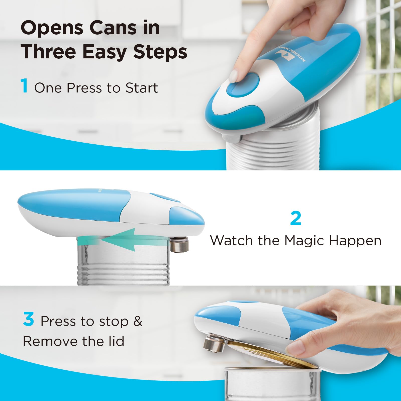 Kitchen Mama auto can opener smooth-edge cutting for safer kitchens.