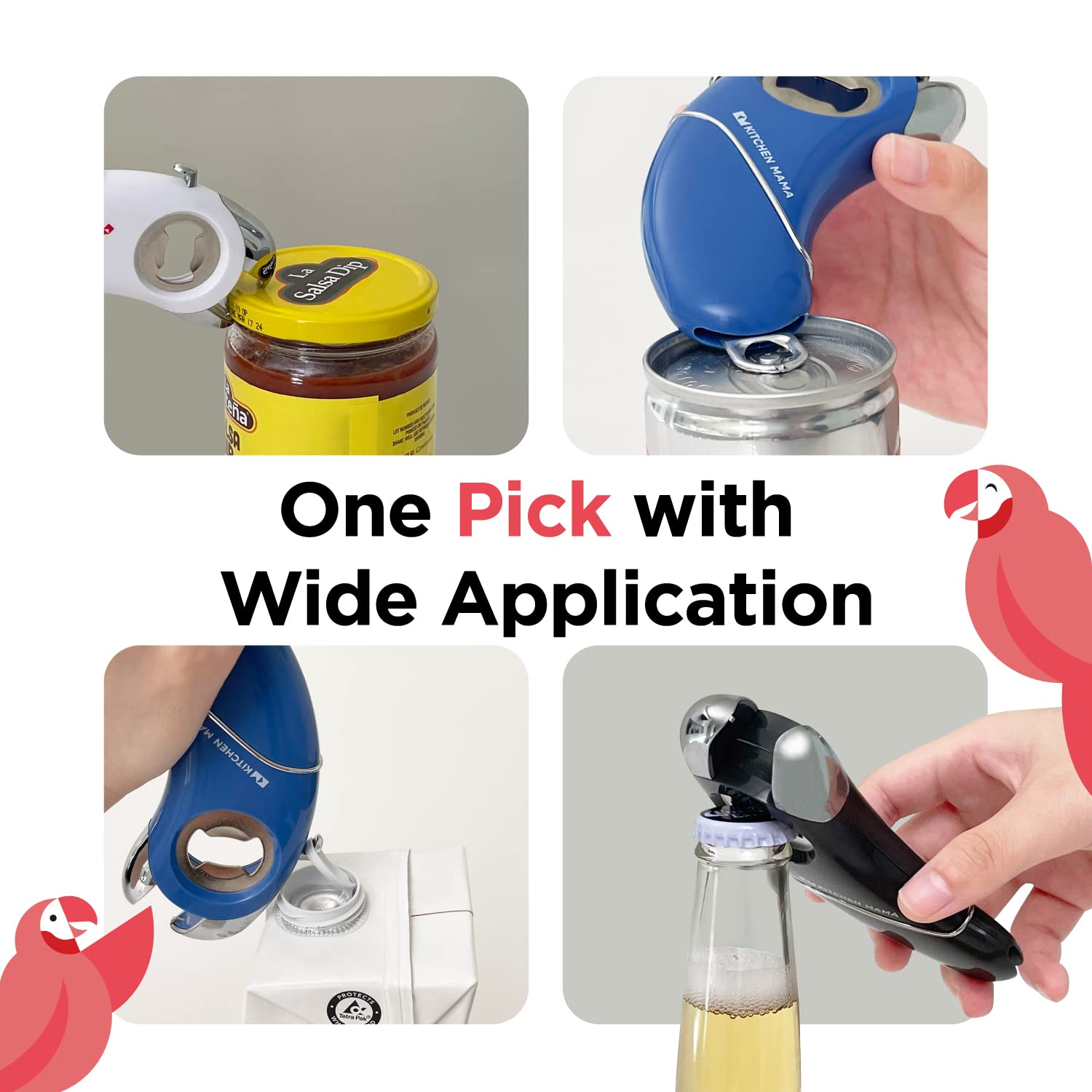 Kitchen Mama Epic One adjustable stainless steel plate grips lids securely.